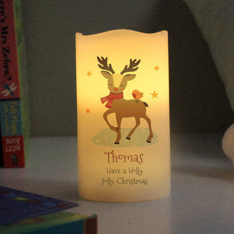 Personalised Christmas Reindeer LED Candle - LED Lighting at Gift Moments