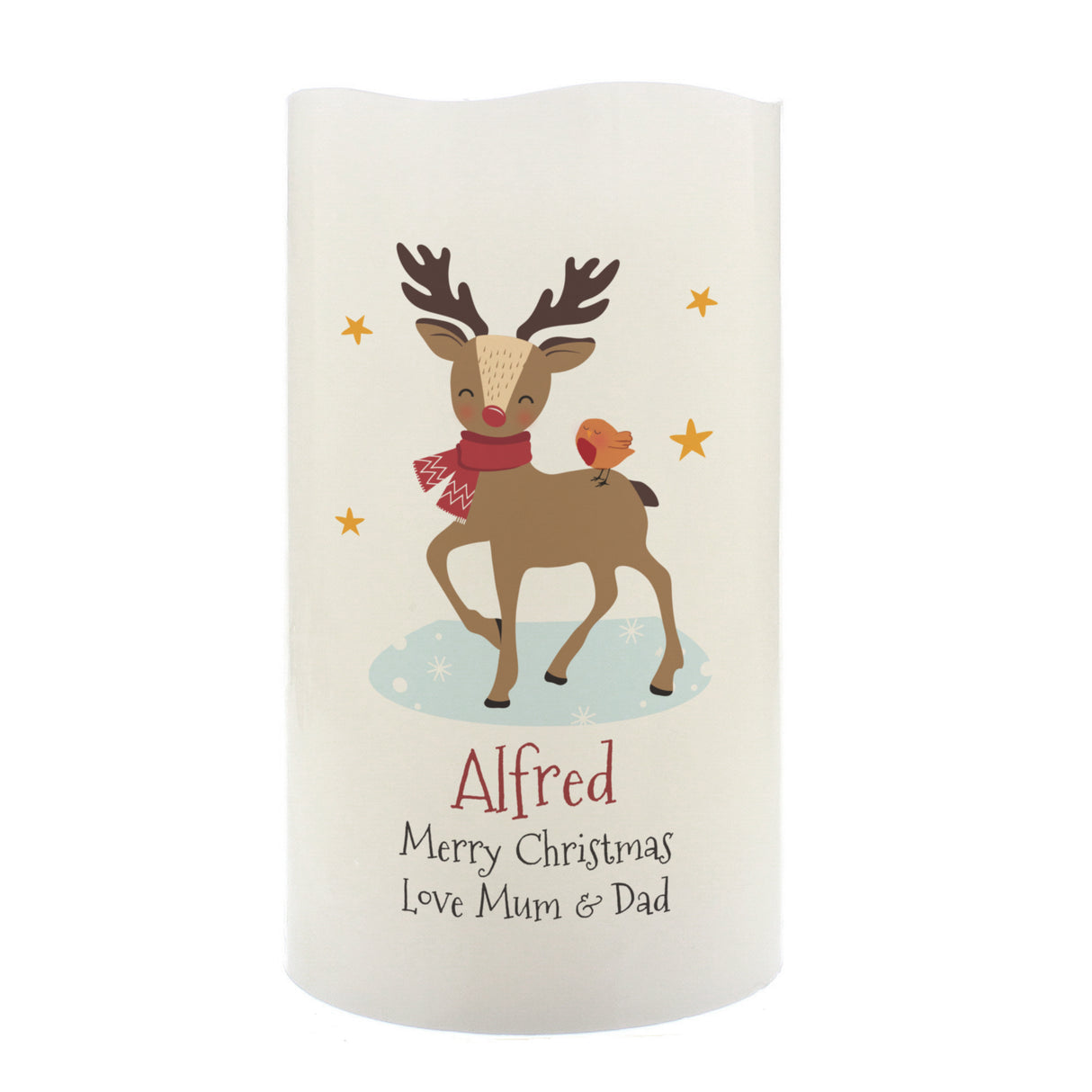 Personalised Christmas Reindeer LED Candle - LED Lighting at Gift Moments