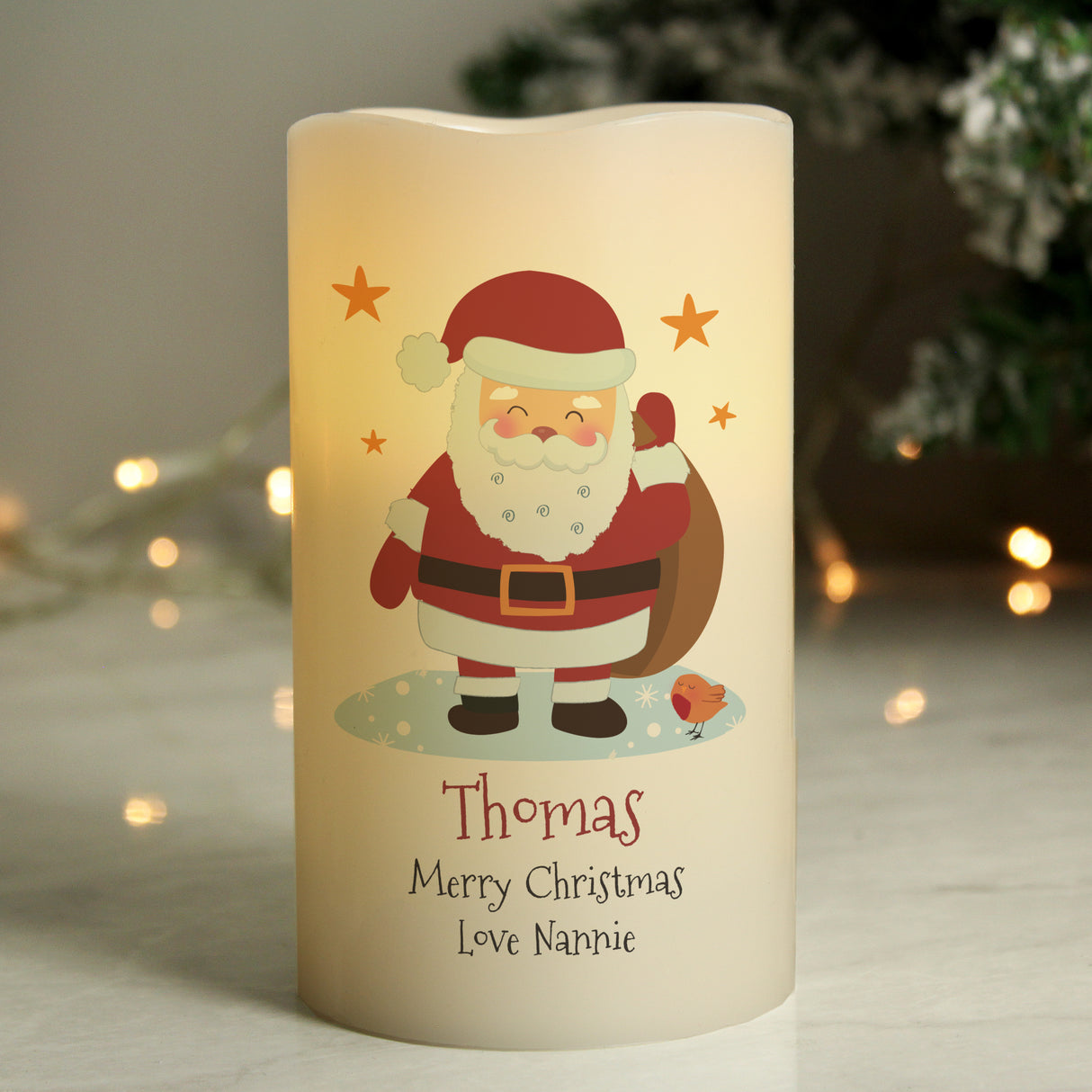 Personalised Christmas Santa LED Candle - LED Lighting at Gift Moments