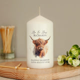 Personalised Highland Cow Pillar Candle Default Title - Candles at Gift Moments