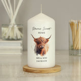 Personalised Highland Cow Pillar Candle - Candles at Gift Moments