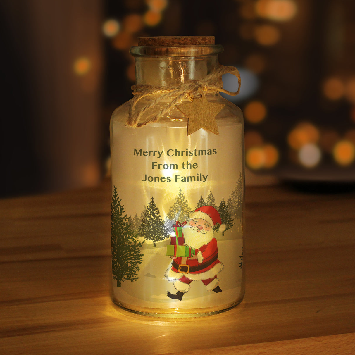 Personalised Santa LED Glass Jar - LED Lighting at Gift Moments