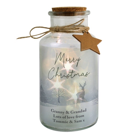 Personalised Merry Christmas LED Glass Jar - LED Lighting at Gift Moments