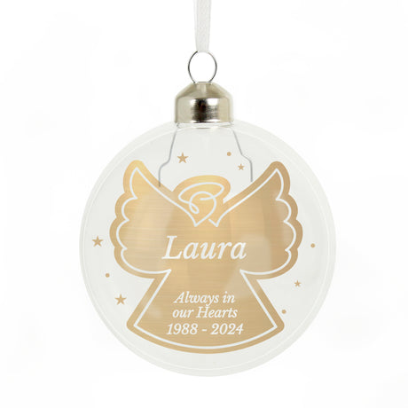 Personalised Gold Angel Glass Bauble - Christmas Baubles at Gift Moments