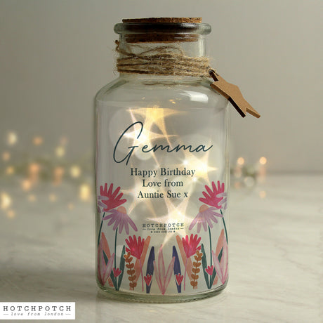 Personalised Hotchpotch Wild Flower LED Glass Jar - LED Lighting at Gift Moments