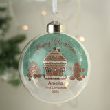 Personalised Gingerbread House Christmas Glass Bauble - Christmas Baubles at Gift Moments