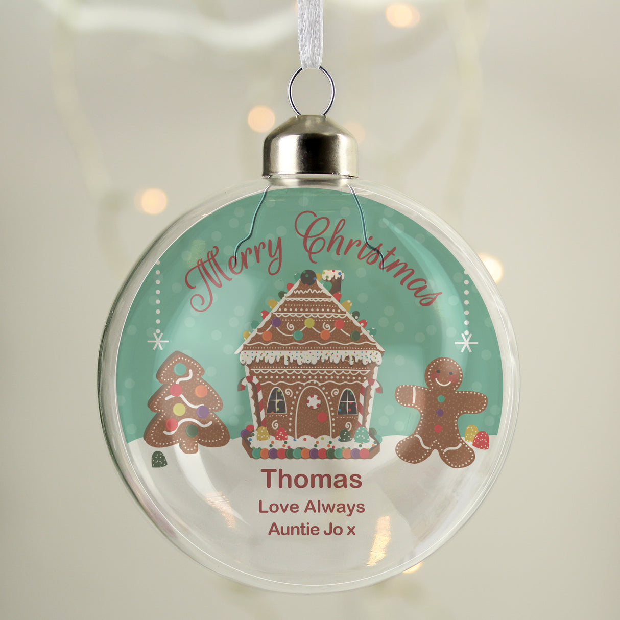 Personalised Gingerbread House Christmas Glass Bauble - Christmas Baubles at Gift Moments