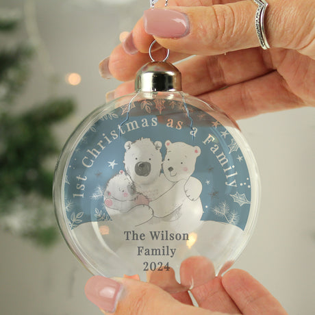 Personalised First Christmas as a Family Glass Bauble Default Title - Christmas Baubles at Gift Moments