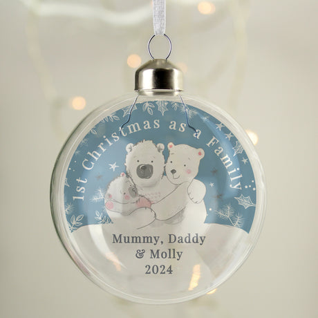 Personalised First Christmas as a Family Glass Bauble - Christmas Baubles at Gift Moments