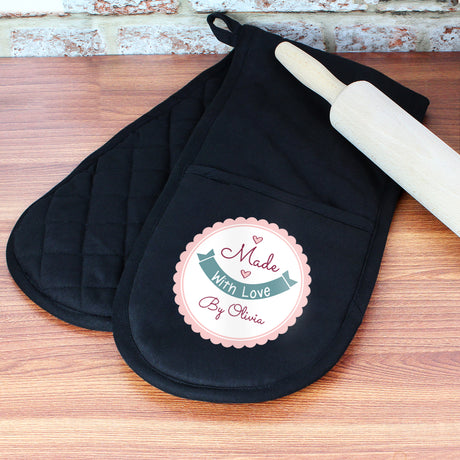 Personalised Made with Love Oven Gloves - Oven Gloves at Gift Moments