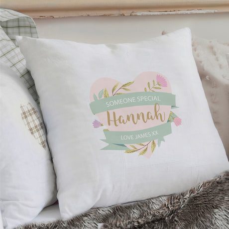 Personalised Floral Heart Mothers Day Cream Cushion - Cushions at Gift Moments