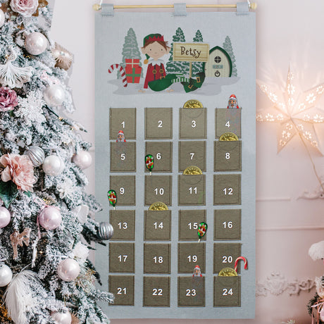 Personalised Elf Advent Calendar In Silver Grey - Advent Calendars at Gift Moments