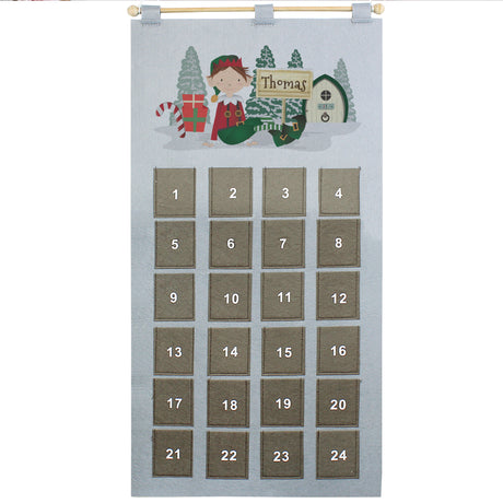 Personalised Elf Advent Calendar In Silver Grey - Advent Calendars at Gift Moments