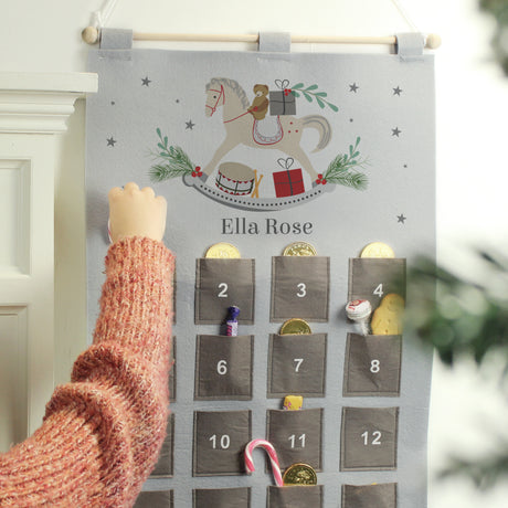 Personalised Rocking Horse Advent Calendar In Silver Grey - Advent Calendars at Gift Moments