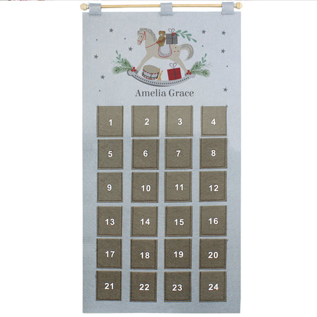 Personalised Rocking Horse Advent Calendar In Silver Grey - Advent Calendars at Gift Moments