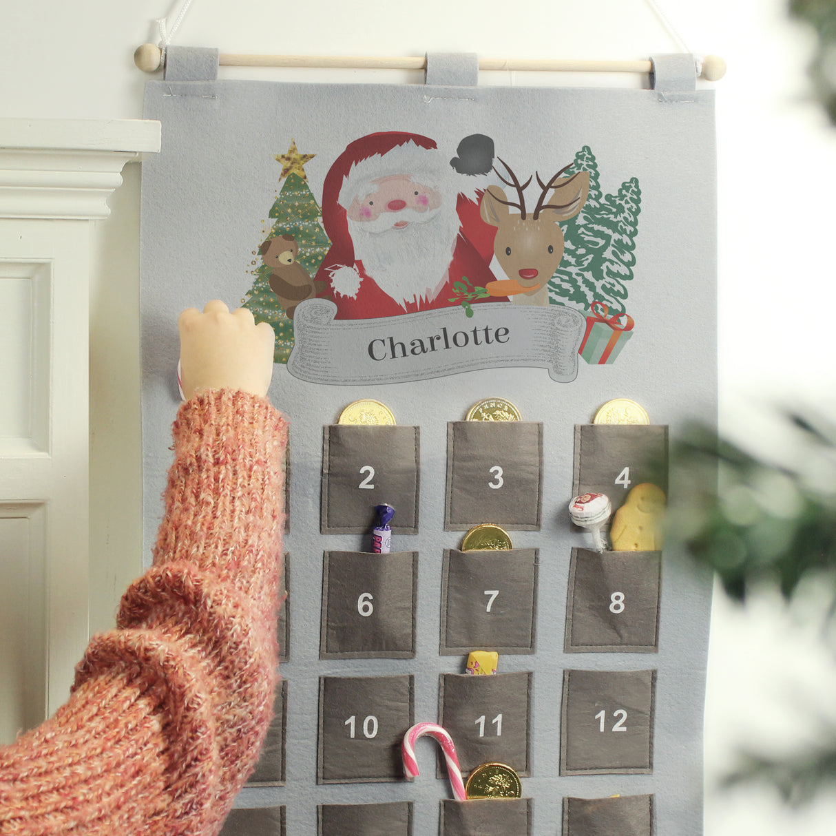 Personalised Santa Advent Calendar in Silver Grey - Advent Calendars at Gift Moments