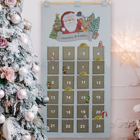 Personalised Santa Advent Calendar In Silver Grey - Advent Calendars at Gift Moments