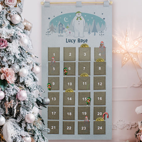 Personalised The Snowman and the Snowdog Advent Calendar In Silver Grey - Advent Calendars at Gift Moments