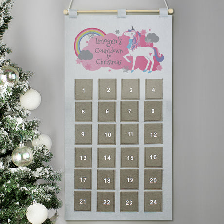 Personalised Christmas Unicorn Advent Calendar In Silver Grey - Advent Calendars at Gift Moments