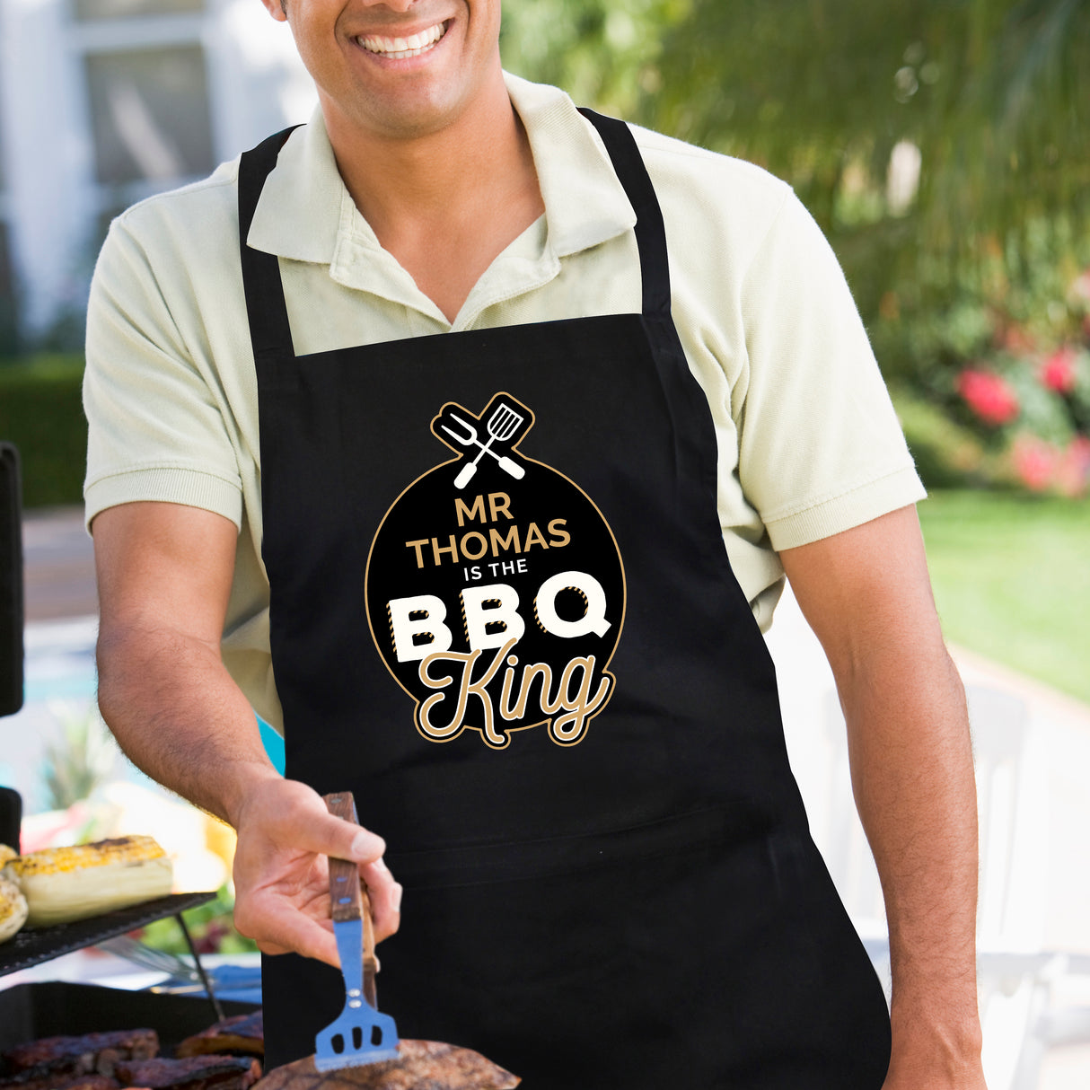 Personalised BBQ King Black Apron Default Title - Aprons at Gift Moments