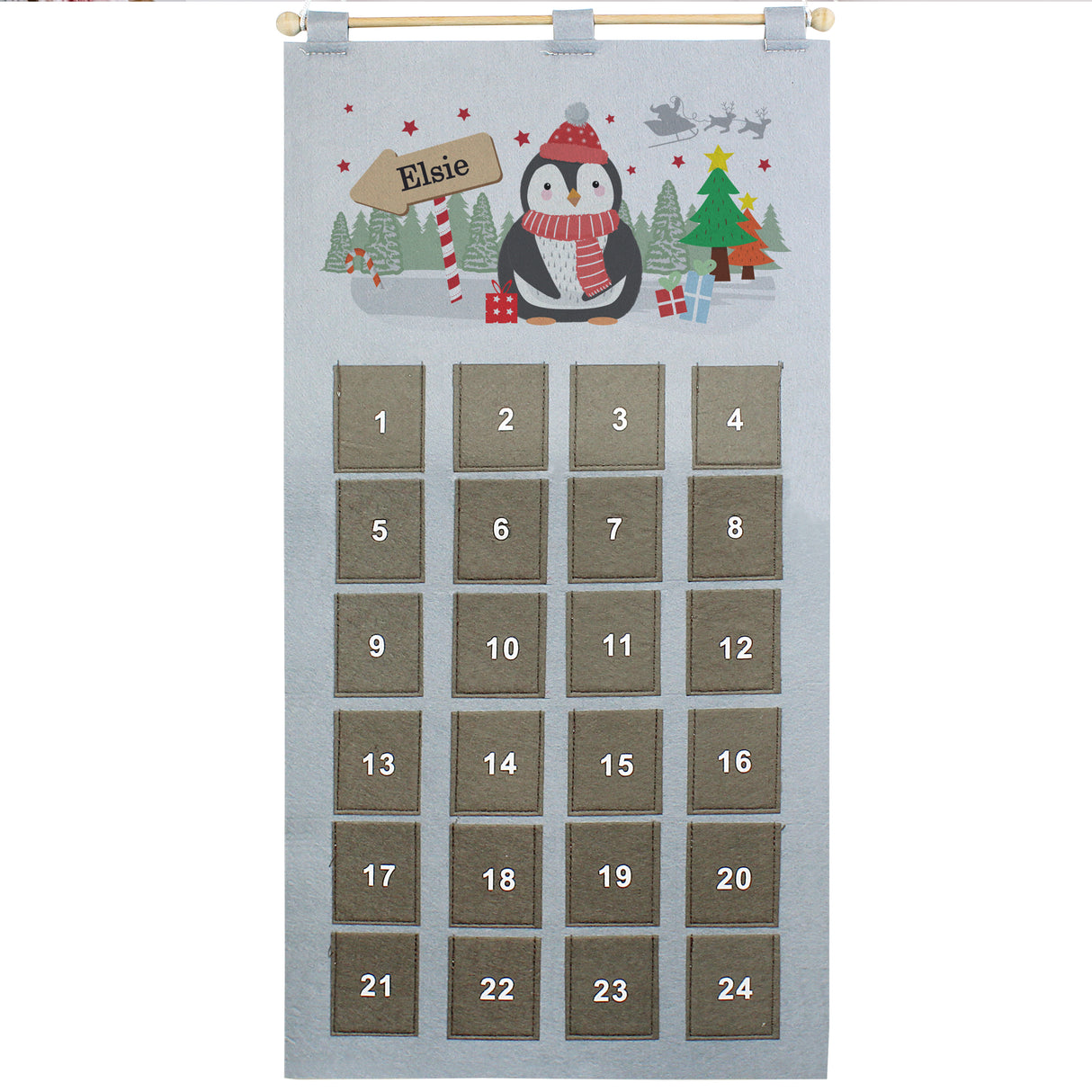 Personalised Christmas Penguin Advent Calendar in Silver Grey - Advent Calendars at Gift Moments