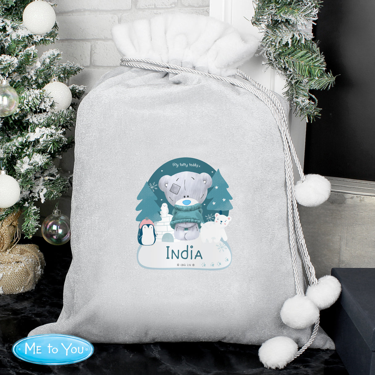 Personalised Winter Explorer Tiny Tatty Teddy Pom Pom Sack Default Title - Christmas Sacks at Gift Moments