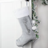 Personalised Holly Grey Christmas Stocking Default Title - Christmas Stockings at Gift Moments