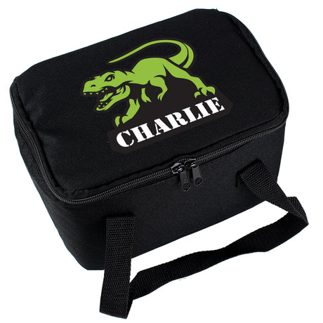 Personalised Dinosaur Black Lunch Bag - Lunch Boxes & Bags at Gift Moments