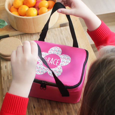 Personalised Flower Pink Lunch Bag - Lunch Boxes & Bags at Gift Moments