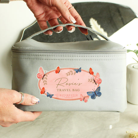 Personalised Hotchpotch Butterfly Grey Toiletry Bag - Bags at Gift Moments