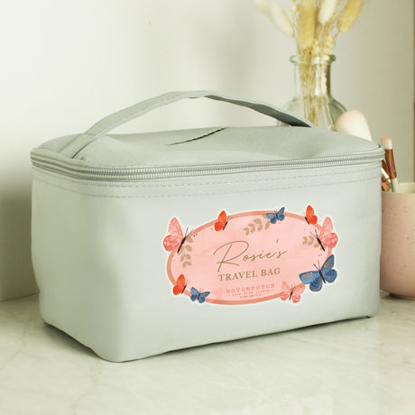 Personalised Hotchpotch Butterfly Grey Toiletry Bag - Bags at Gift Moments