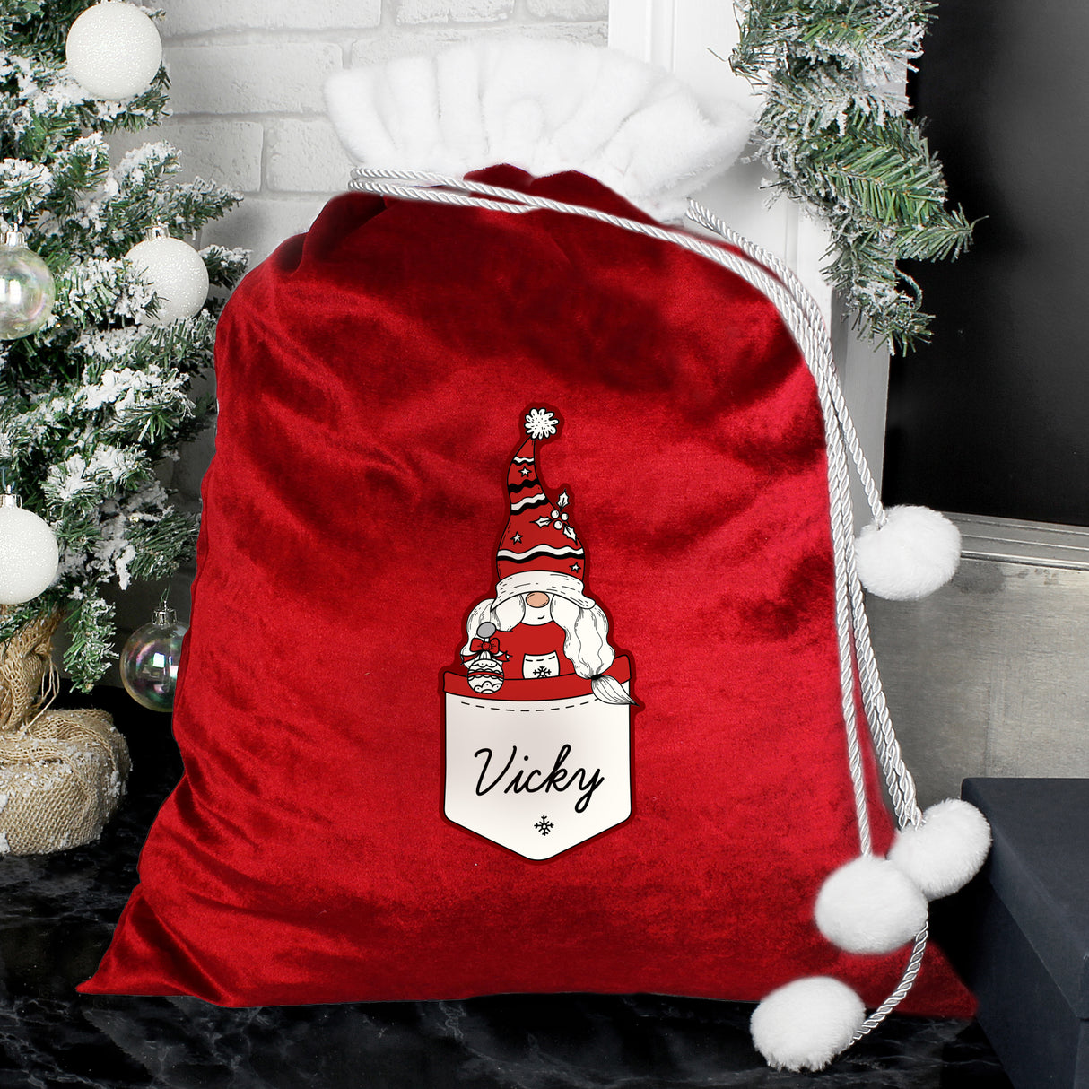 Personalised Gonk Family Red Christmas Sacks Female - Christmas Sacks at Gift Moments