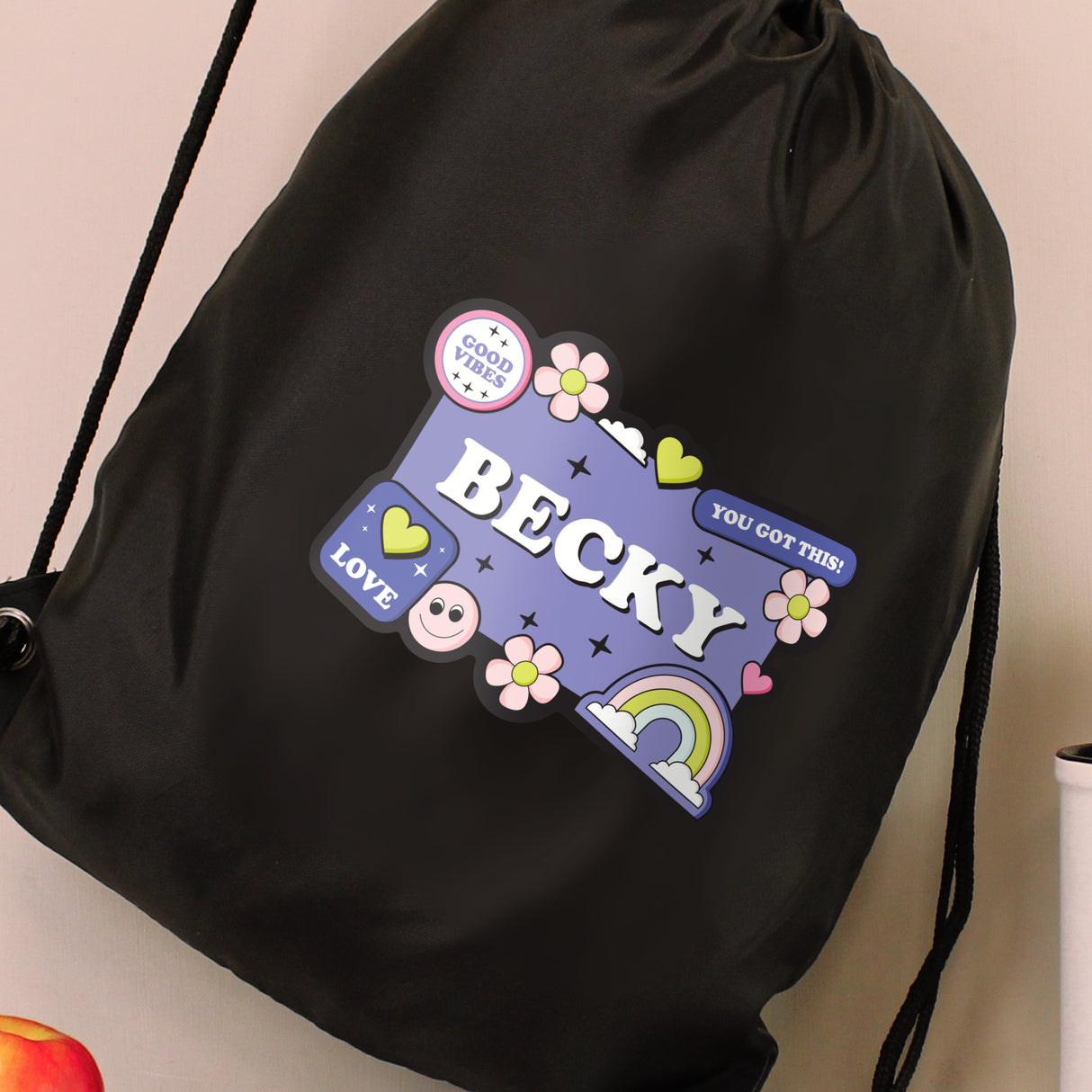 Personalised Good Vibes Black Kit Bag - Kids Bags at Gift Moments