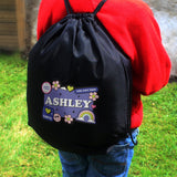 Personalised Good Vibes Black Kit Bag - Kids Bags at Gift Moments