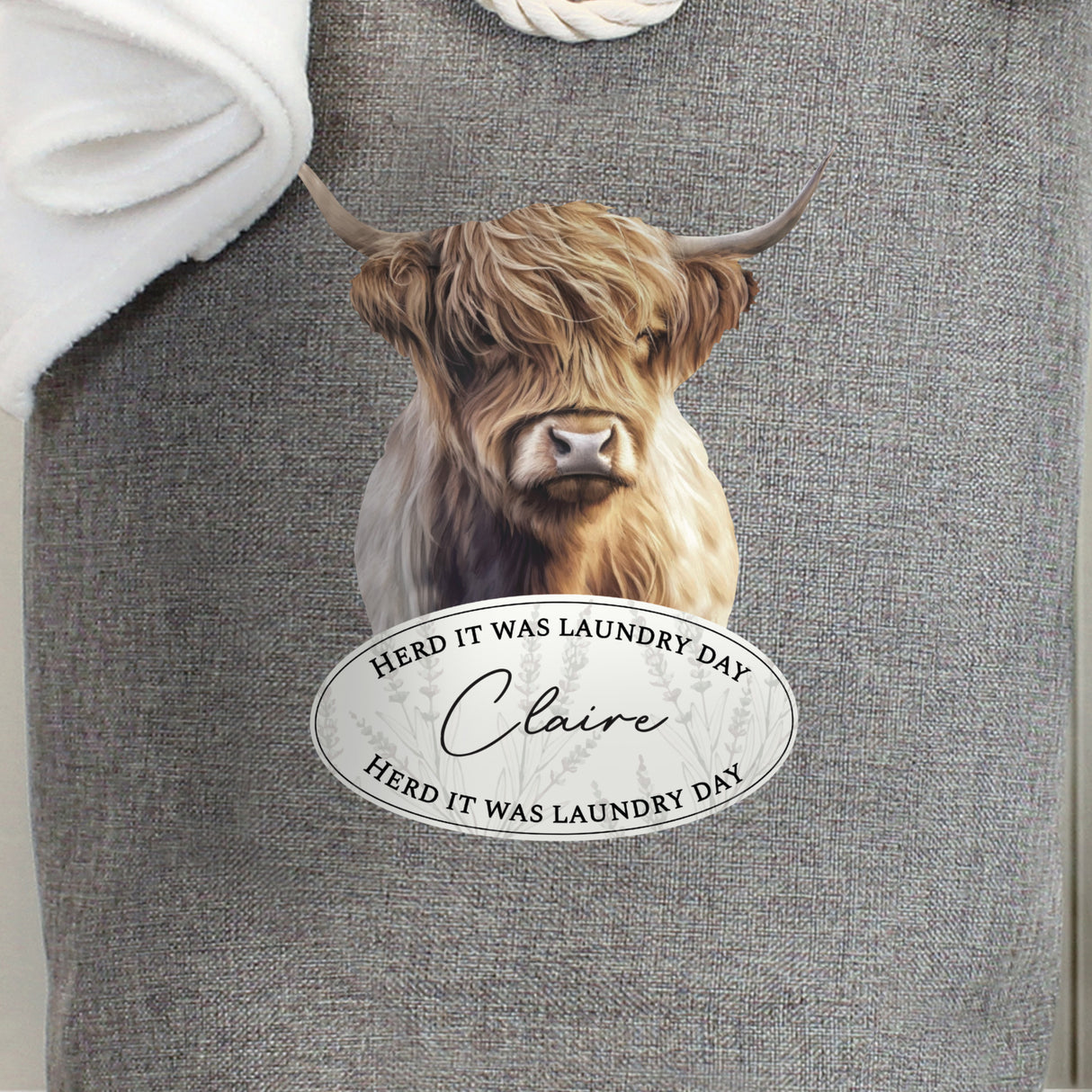 Personalised Highland Cow Laundry Bag - Storage at Gift Moments