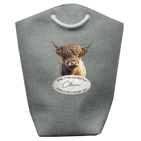 Personalised Highland Cow Laundry Bag - Storage at Gift Moments