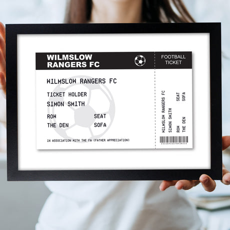 Personalised Football Ticket A4 Black Framed Print Default Title - Framed Prints at Gift Moments