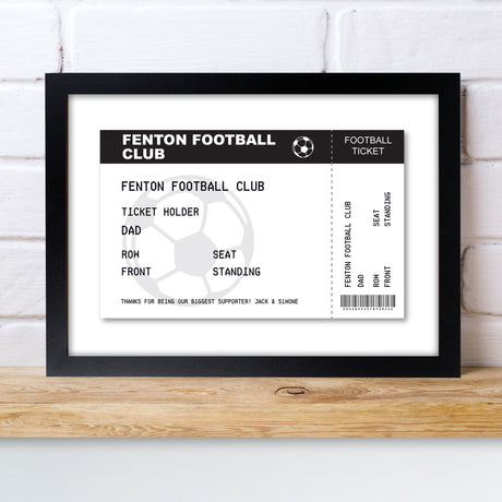 Personalised Football Ticket A4 Black Framed Print - Framed Prints at Gift Moments