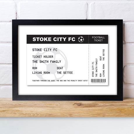 Personalised Football Ticket A4 Black Framed Print - Framed Prints at Gift Moments