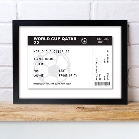 Personalised Football Ticket A4 Black Framed Print - Framed Prints at Gift Moments