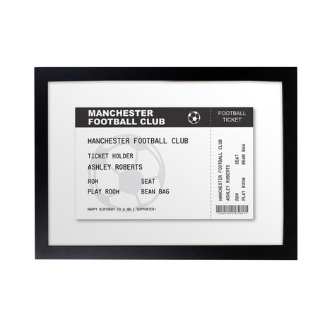 Personalised Football Ticket A4 Black Framed Print - Framed Prints at Gift Moments