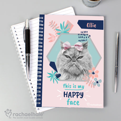 Personalised Rachael Hale 'Happy Face' Cat A5 Notebook Default Title - Notebooks at Gift Moments