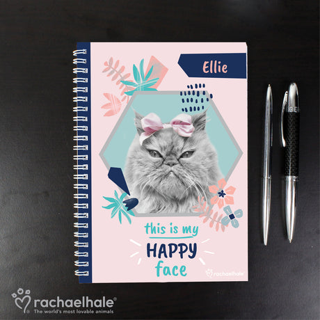 Personalised Rachael Hale 'Happy Face' Cat A5 Notebook - Notebooks at Gift Moments