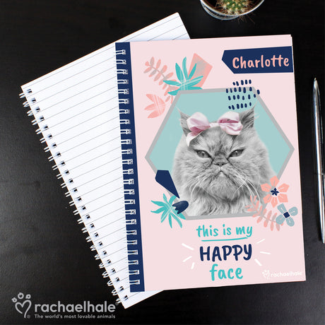 Personalised Rachael Hale 'Happy Face' Cat A5 Notebook - Notebooks at Gift Moments