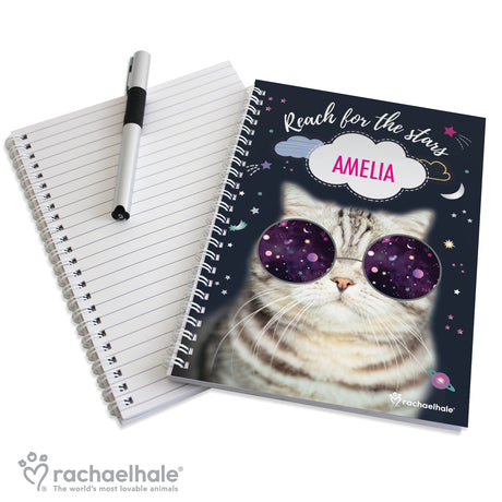 Personalised Rachael Hale Space Cat A5 Notebook - Notebooks at Gift Moments