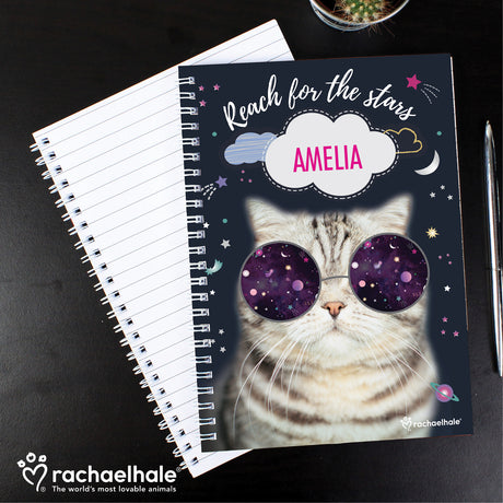 Personalised Rachael Hale Space Cat A5 Notebook - Notebooks at Gift Moments