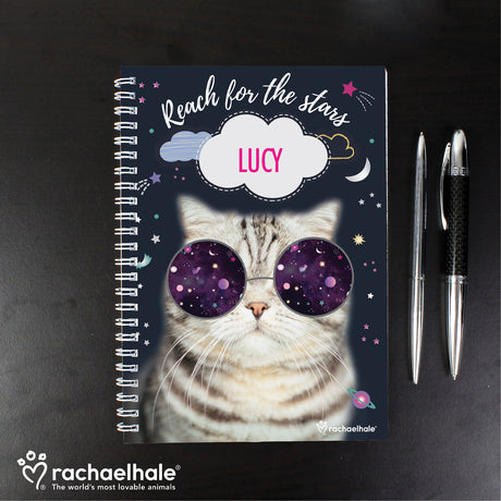 Personalised Rachael Hale Space Cat A5 Notebook - Notebooks at Gift Moments