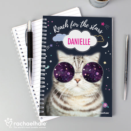 Personalised Rachael Hale Space Cat A5 Notebook - Notebooks at Gift Moments