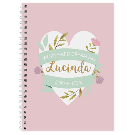 Personalised Floral Heart A5 Notebook - Notebooks at Gift Moments