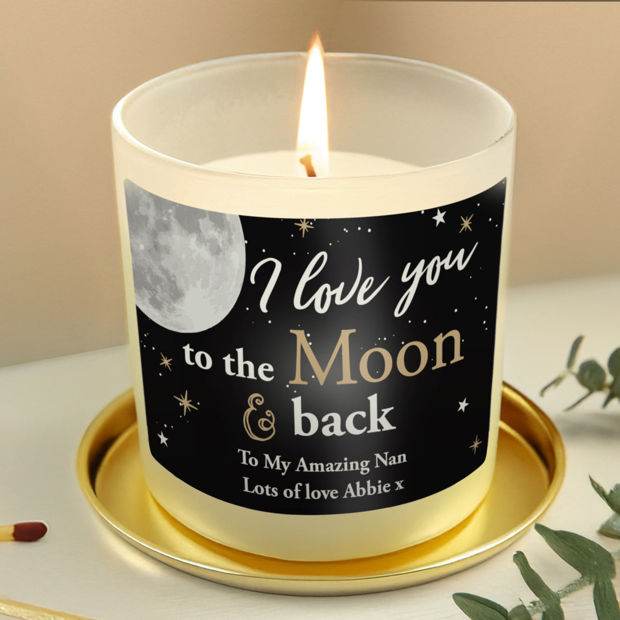 Personalised Moon & Back Scented Jar Candle - Candles at Gift Moments